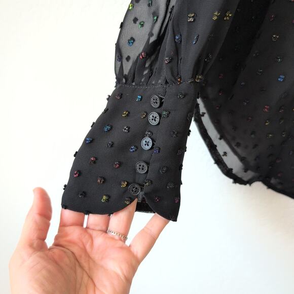 Zadig & Voltaire Twin Mousseline Top Sheer Black Ruffle Womens Blouse XS $298 - Picture 11 of 15